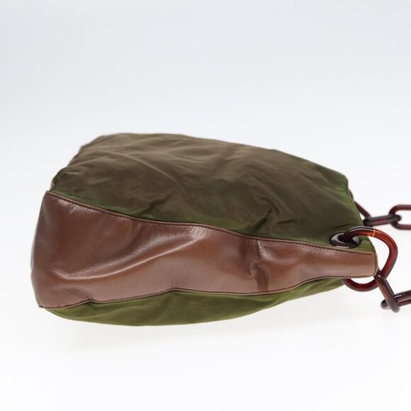 Authentic PRADA Shoulder Bag Nylon Leather Green - Picture 11 of 16